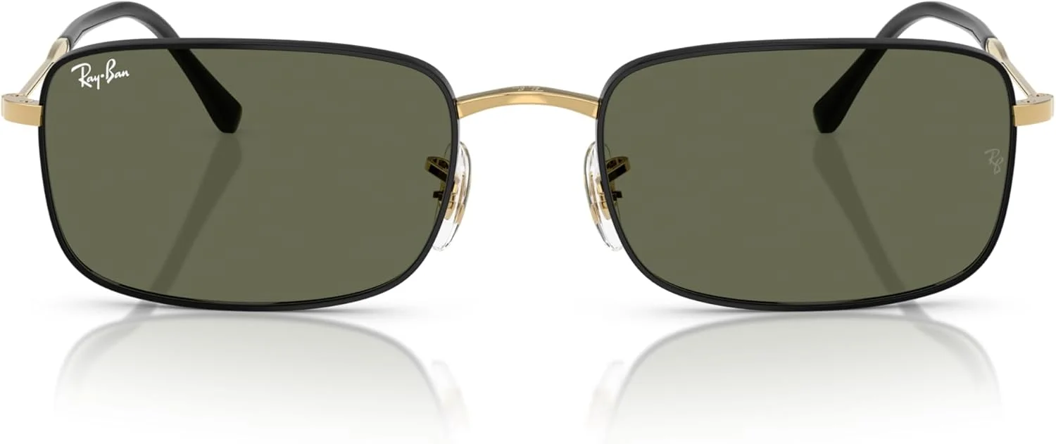 عینک آفتابی مستطیلی унисекс ری-بن، مشکی روی آریستا/سبز پلاریزه، 59 میلی‌متر