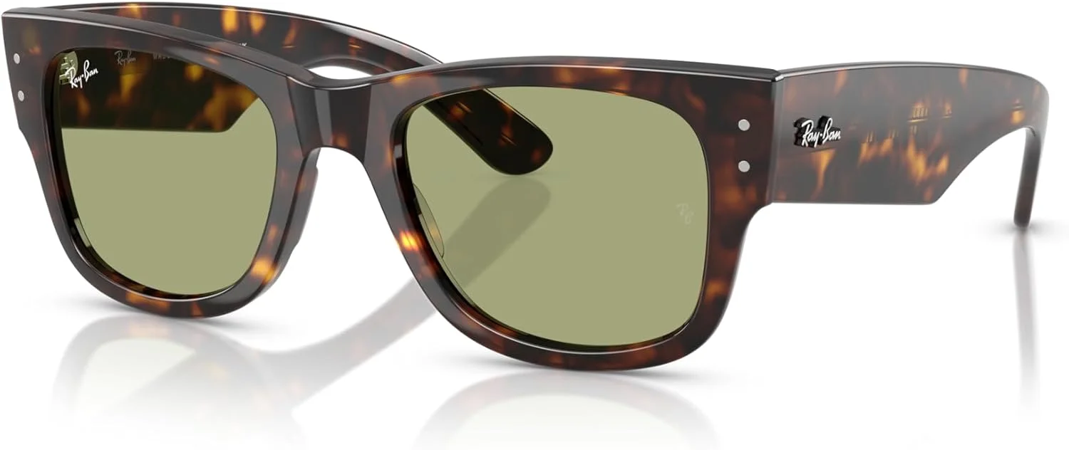 عینک آفتابی ری-بن RB0840S Mega Wayfarer مربعی، هاوانا/سبز شیشه ای، 51 میلی متر