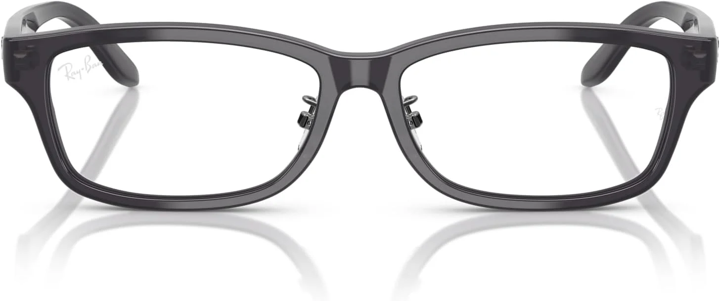 فریم عینک طبی مستطیلی ری بن RX5408D، خاکستری تیره شفاف/لنز نمایشی، 57 میلی متر