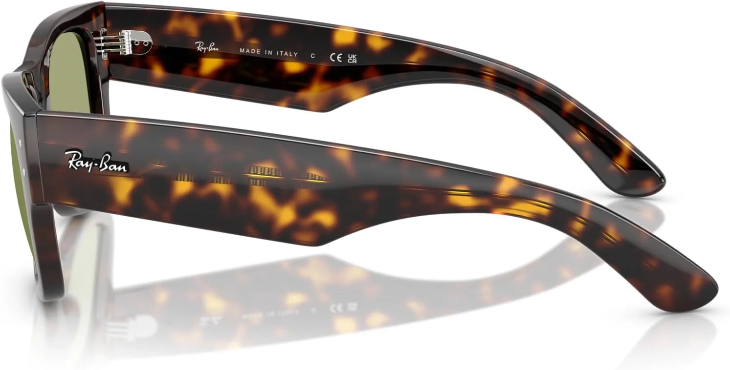 عینک آفتابی ری-بن RB0840S Mega Wayfarer مربعی، هاوانا/سبز شیشه ای، 51 میلی متر