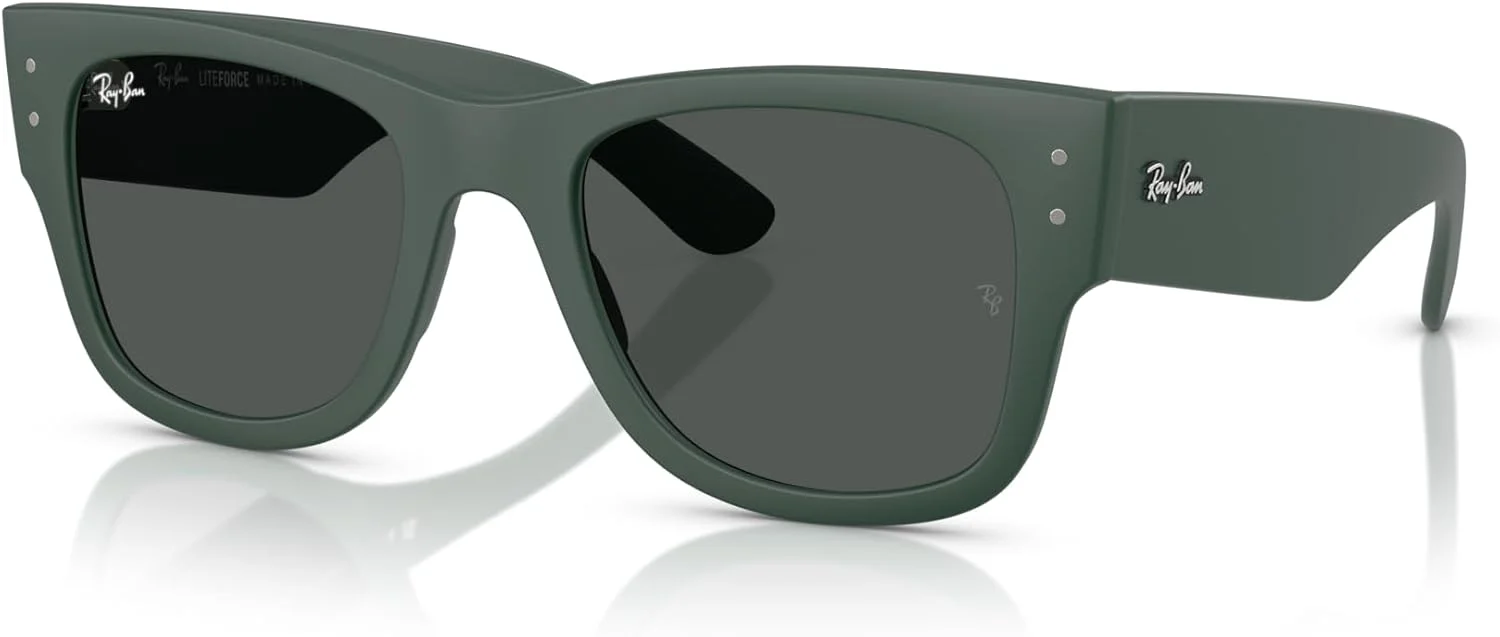 عینک آفتابی ری-بن مدل RB4840S Mega Wayfarer Liteforce مربعی، سبز شنی/خاکستری تیره، 50 میلی‌متر