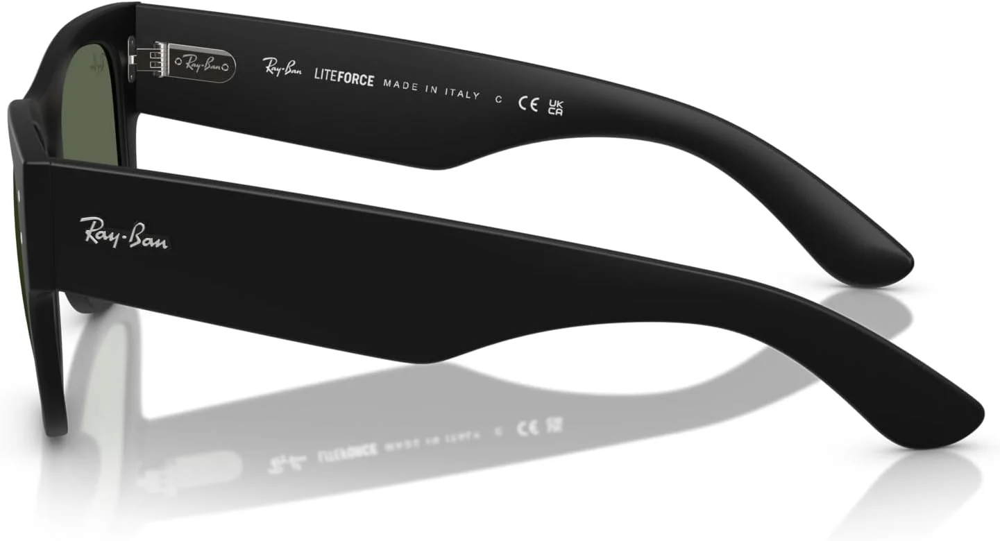 عینک آفتابی ری-بن مدل RB4840S Mega Wayfarer Liteforce مربعی، مشکی شنی/سبز تیره، 52 میلی‌متر