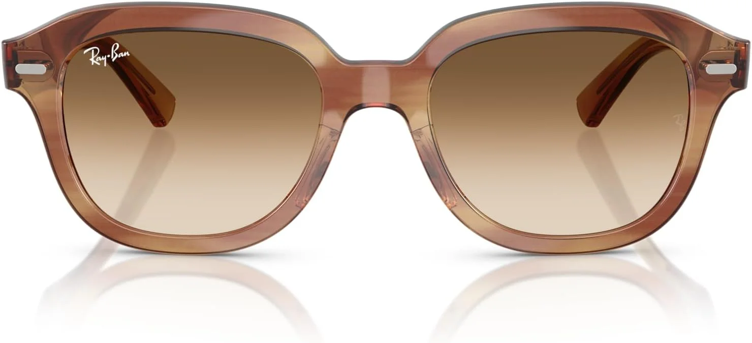 عینک آفتابی مربعی унисекс ری-بن، قهوه ای راه راه/قهوه ای градиент شفاف، 53 میلی متر