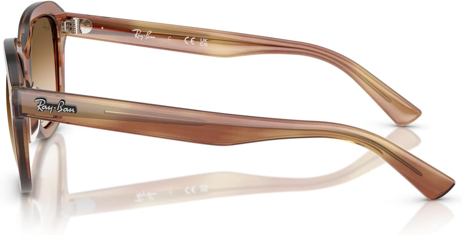 عینک آفتابی مربعی унисекс ری-بن، قهوه ای راه راه/قهوه ای градиент شفاف، 53 میلی متر