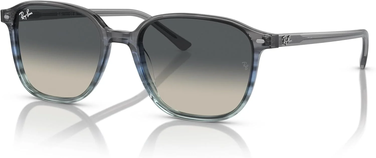 عینک آفتابی унисекс ری-بن، فریم راه راه خاکستری و آبی، لنزهای خاکستری، 53 میلی متر