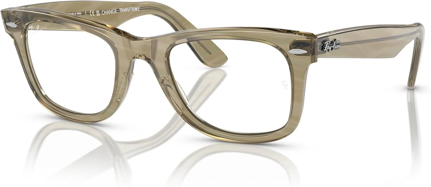 عینک آفتابی مربعی ری-بن مدل RB2140 Original Wayfarer، فتوکرومیک راه راه خاکستری/تغییر رنگ شفاف به یاقوتی کبود، 50 میلی متر