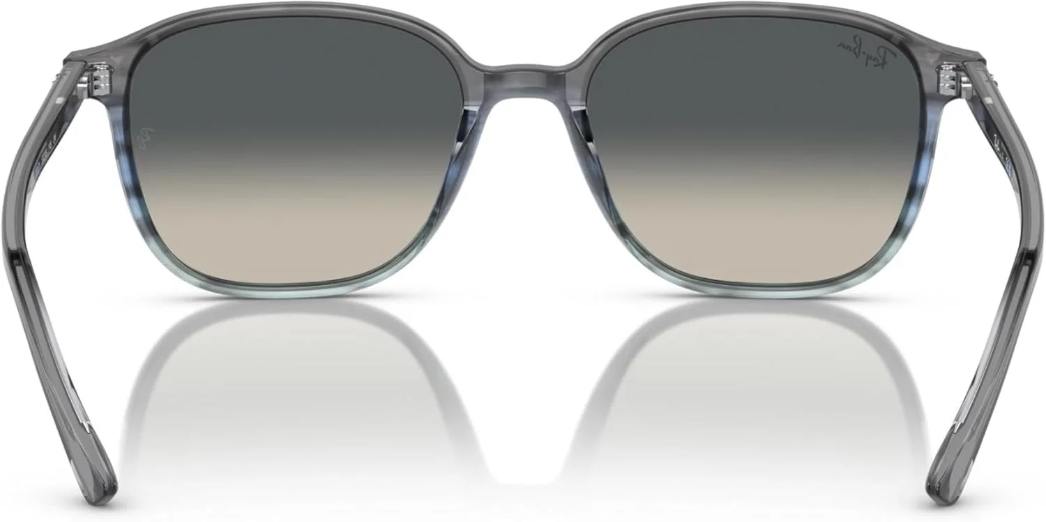 عینک آفتابی унисекс ری-بن، فریم راه راه خاکستری و آبی، لنزهای خاکستری، 53 میلی متر