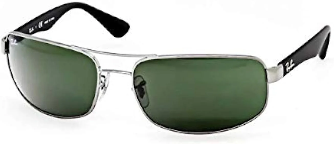 ری-بن RB3445 - فریم خاکستری نوک مدادی، عدسی کریستال سبز 61 میلی‌متر غیر پلاریزه