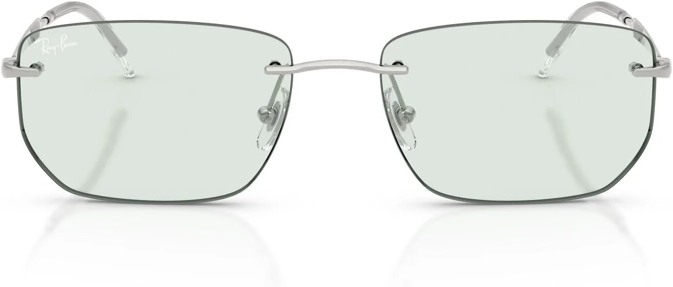 عینک آفتابی مستطیلی پلاریزه ری-بن RB3768، نقره ای/ فتوکرومیک زمردی تیره، 56 میلی متر