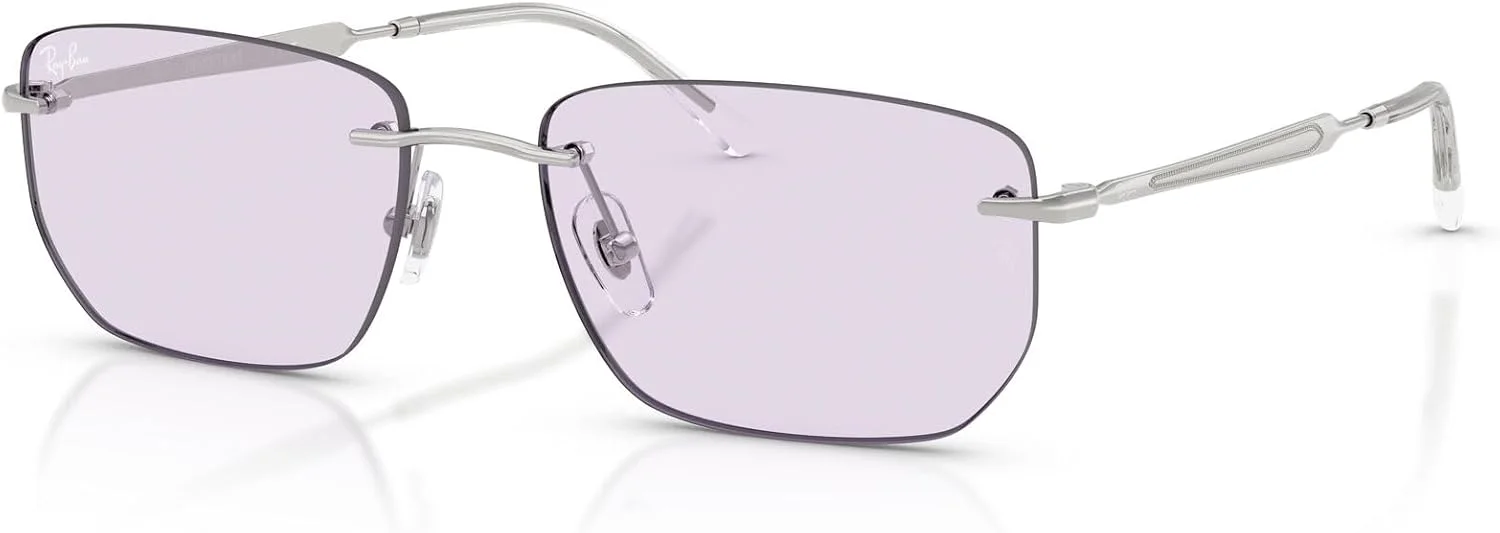 عینک آفتابی مستطیلی پلاریزه ری بن RB3768، نقره ای/ فتوکرومیک آمتیست تیره، 56 میلی متر