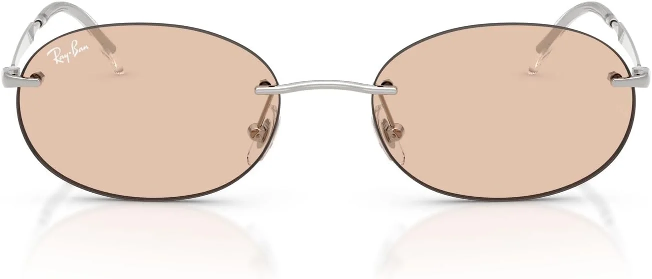 عینک آفتابی بیضی پلاریزه ری بن RB3767، نقره ای/ فتوکرومیک کهربایی تیره، 54 میلی متر