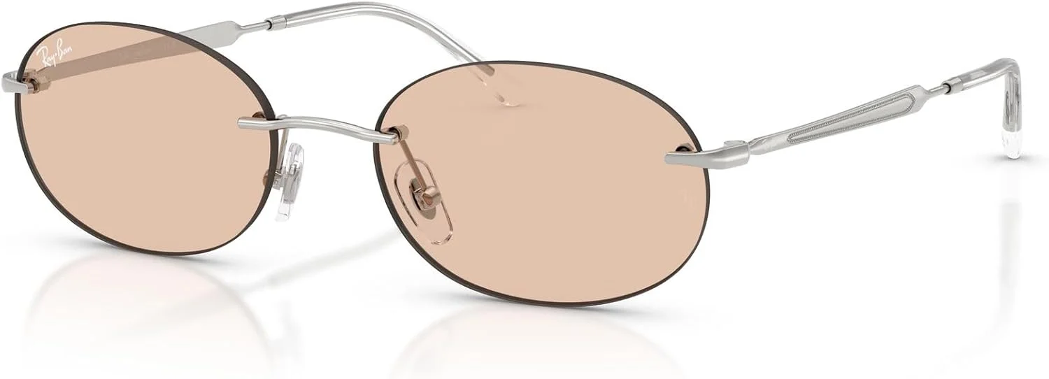 عینک آفتابی بیضی پلاریزه ری بن RB3767، نقره ای/ فتوکرومیک کهربایی تیره، 54 میلی متر