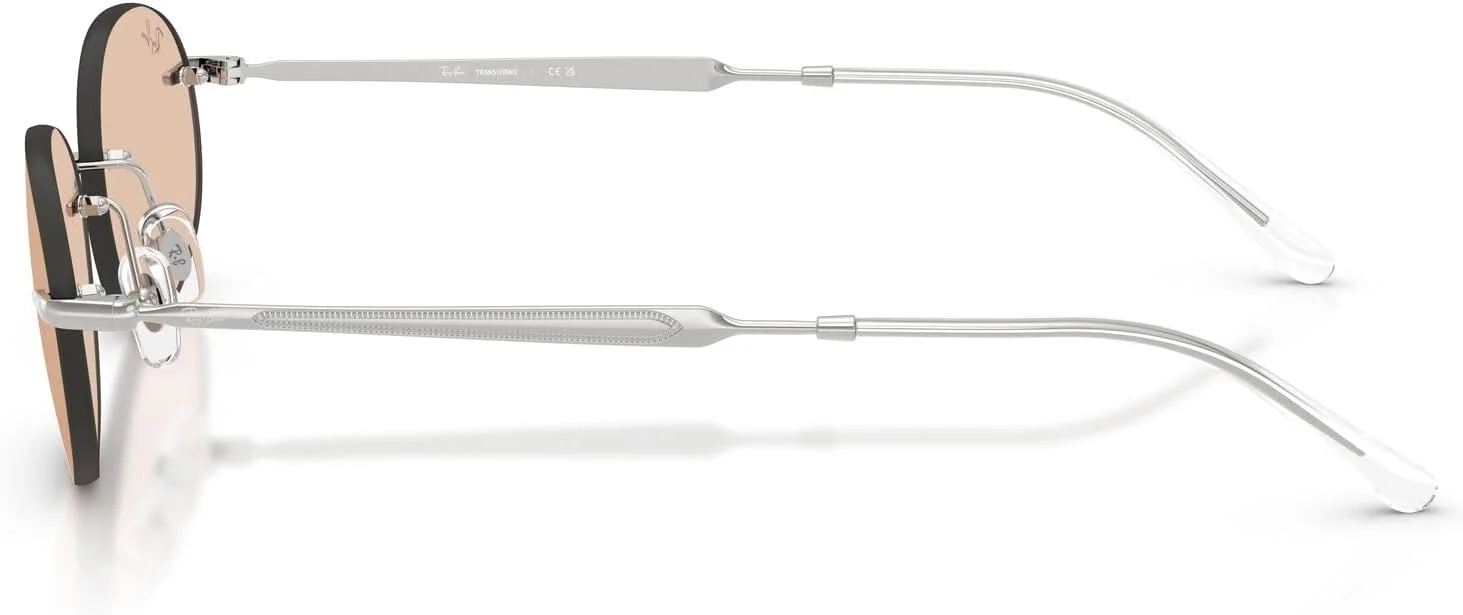 عینک آفتابی بیضی پلاریزه ری بن RB3767، نقره ای/ فتوکرومیک کهربایی تیره، 54 میلی متر