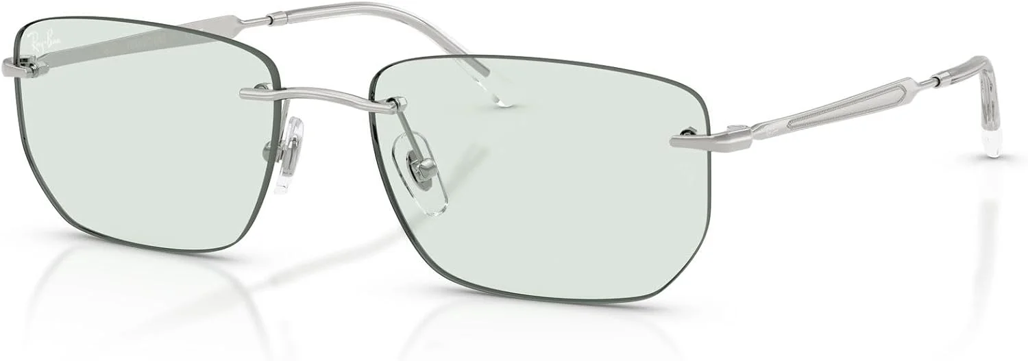 عینک آفتابی مستطیلی پلاریزه ری-بن RB3768، نقره ای/ فتوکرومیک زمردی تیره، 56 میلی متر