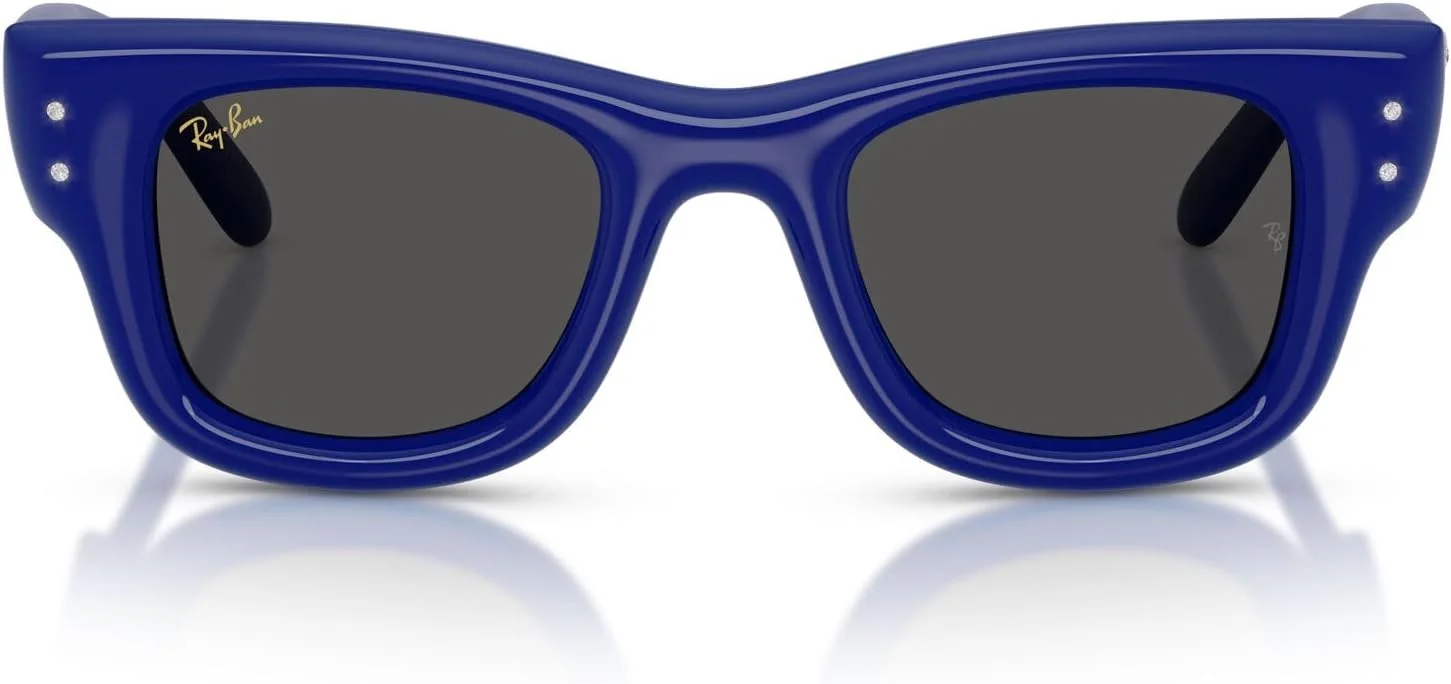 عینک آفتابی مربعی ری-بن RB4940B Wayfarer Puffer Blacked Out Collection اثر A$AP Rocky، آبی با نگین/خاکستری تیره، 47 میلی متر