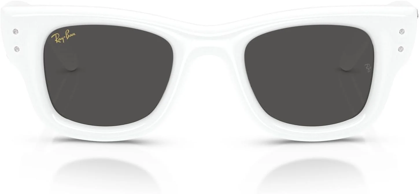 عینک آفتابی مربعی ری بن مدل RB4940B Wayfarer Puffer Blacked Out Collection از A$AP Rocky، سفید با نگین/خاکستری تیره، 47 میلی متر