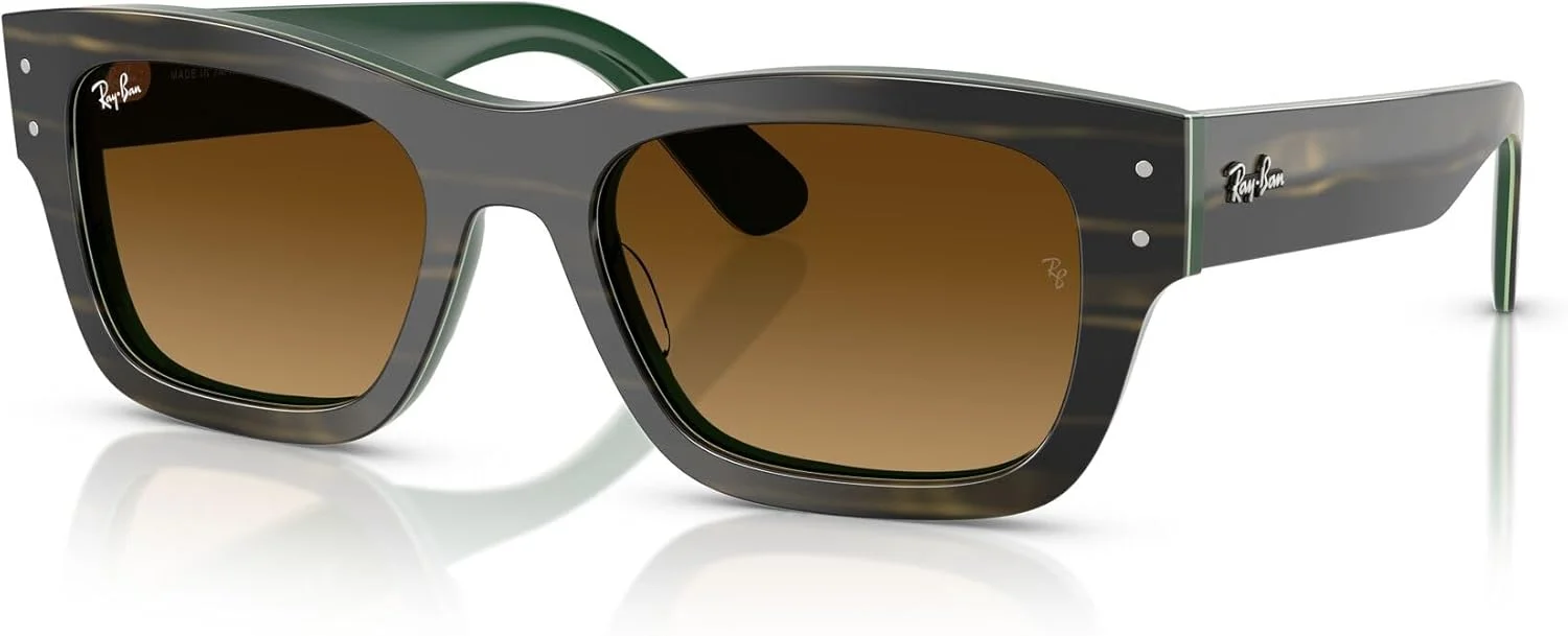 عینک آفتابی مستطیلی ری-بن مدل RB7683S Joseph، راه راه سبز روی سبز/قهوه ای گرادیان، 55 میلی متر