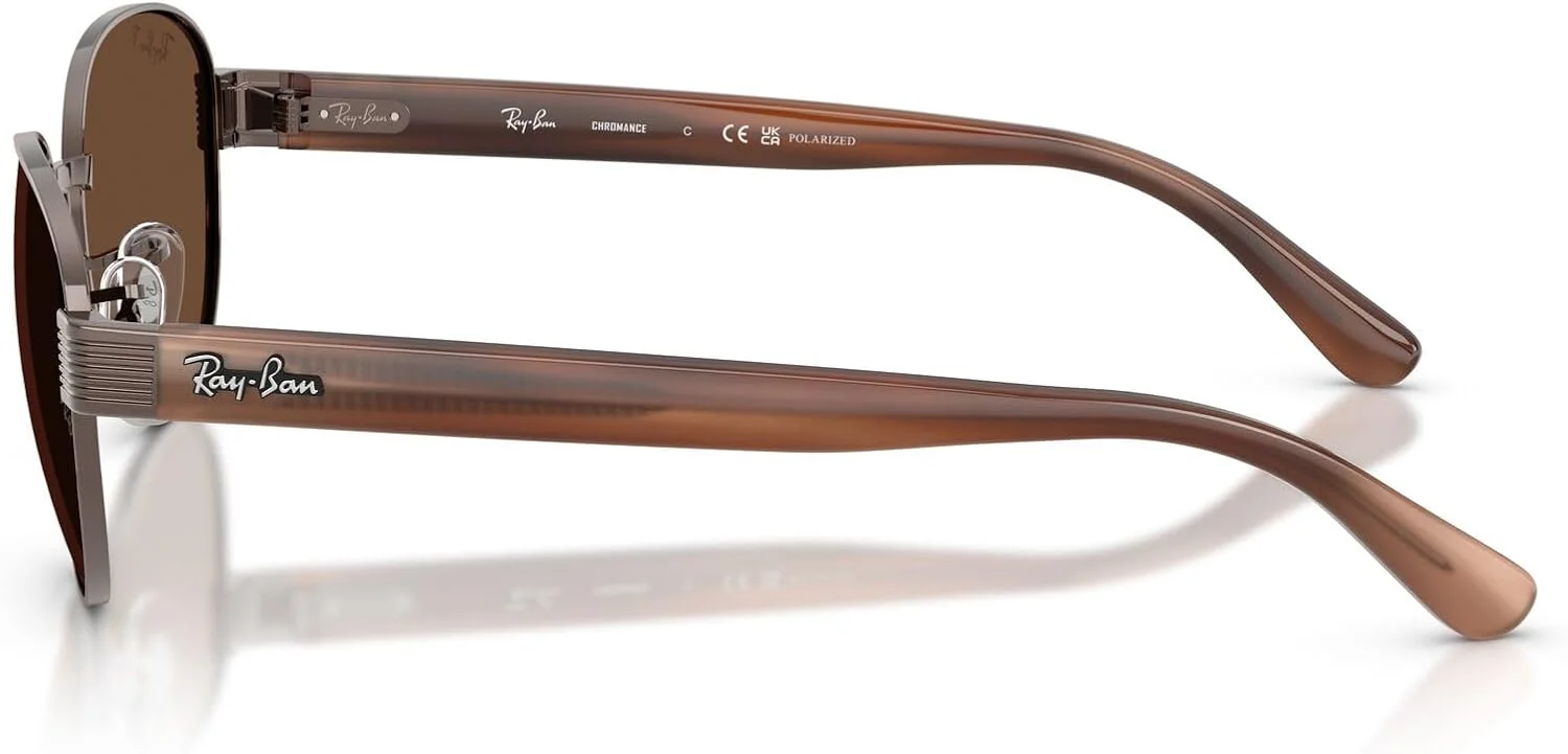 عینک آفتابی مربعی ری-بن مدل RB3766CH Chromance، مسی/قهوه ای پلاریزه، 56 میلی متر