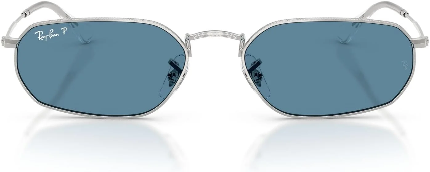 عینک آفتابی بیضی شکل ری-بن مدل RB3947، نقره ای/آبی پلاریزه، 57 میلی متر