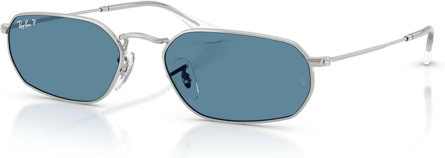 عینک آفتابی بیضی شکل ری-بن مدل RB3947، نقره ای/آبی پلاریزه، 57 میلی متر