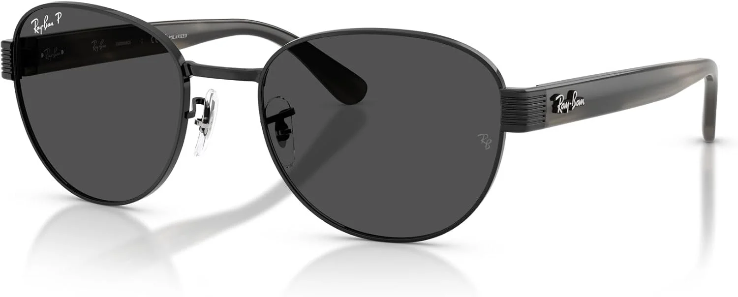 عینک آفتابی مربعی ری-بن مدل RB3766CH Chromance، مشکی/خاکستری تیره پلاریزه، 56 میلی متر