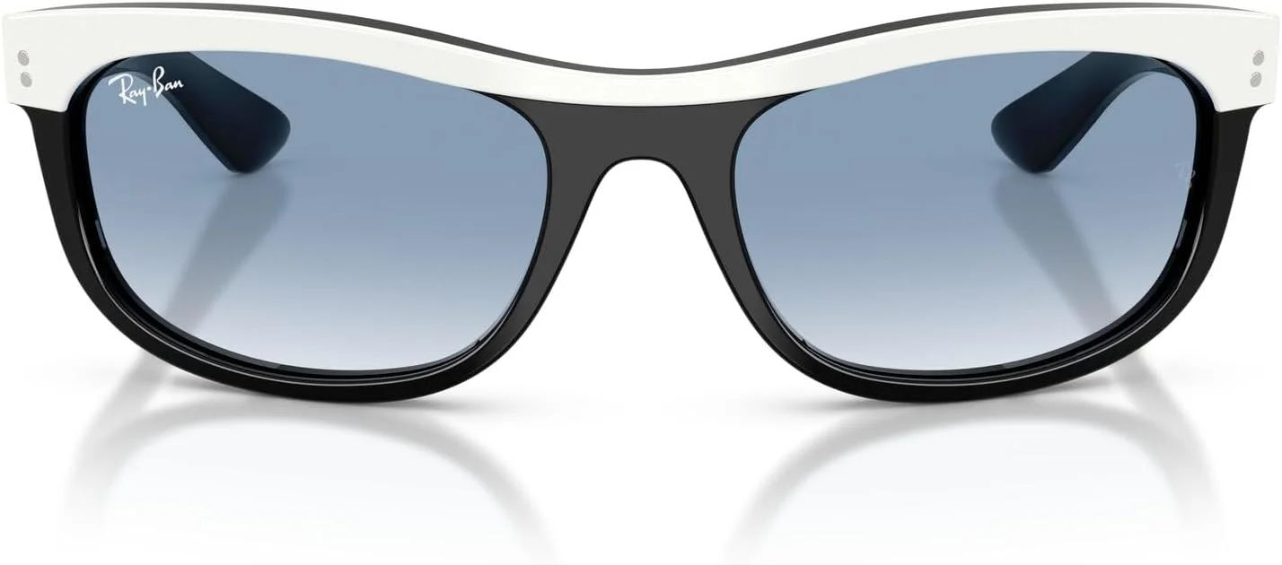 عینک آفتابی مستطیلی ری-بن RB2489 Street Neat II، سفید روی مشکی/آبی گرادیان شفاف، 62 میلی متر