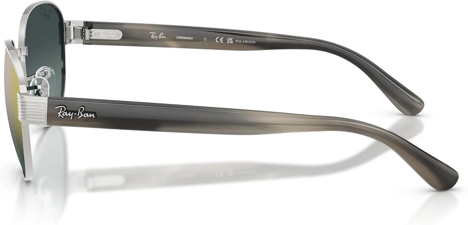 عینک آفتابی مربعی پلاریزه Ray-Ban RB3766CH Chromance، نقره ای/طلایی گرادیان، 56 میلی متر