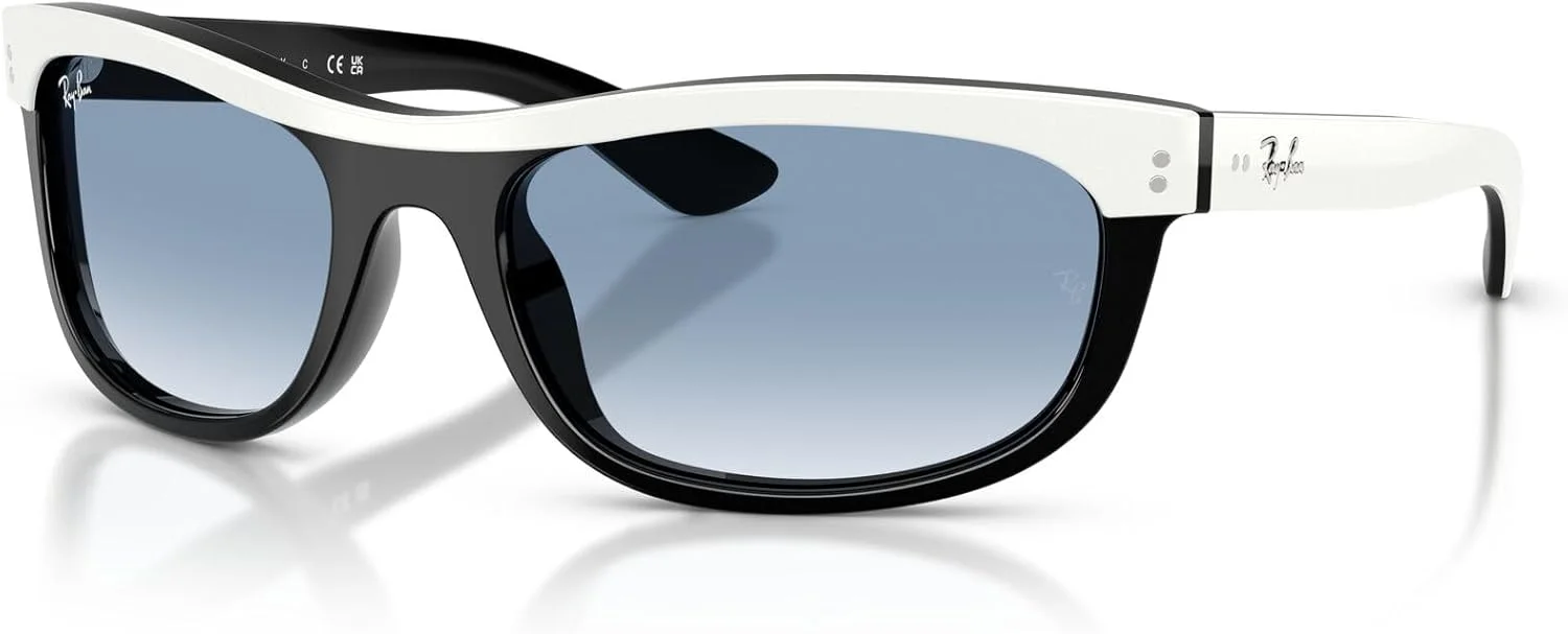 عینک آفتابی مستطیلی ری-بن RB2489 Street Neat II، سفید روی مشکی/آبی گرادیان شفاف، 62 میلی متر