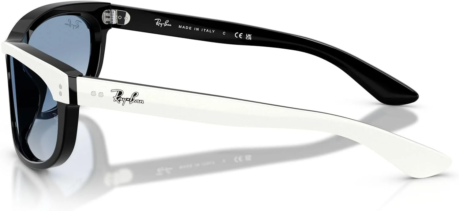 عینک آفتابی مستطیلی ری-بن RB2489 Street Neat II، سفید روی مشکی/آبی گرادیان شفاف، 62 میلی متر