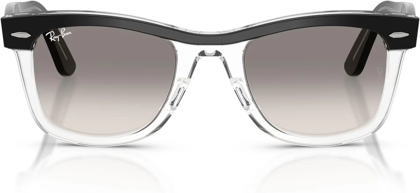 عینک آفتابی مربعی ری-بن مدل RB2240 Street Neat I، مشکی روی شفاف/خاکستری تدریجی روشن، 50 میلی متر