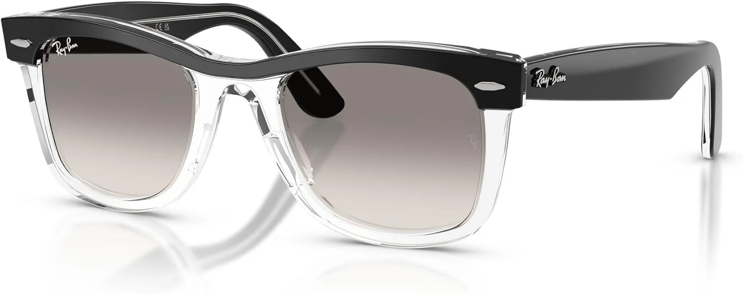 عینک آفتابی مربعی ری-بن مدل RB2240 Street Neat I، مشکی روی شفاف/خاکستری تدریجی روشن، 50 میلی متر
