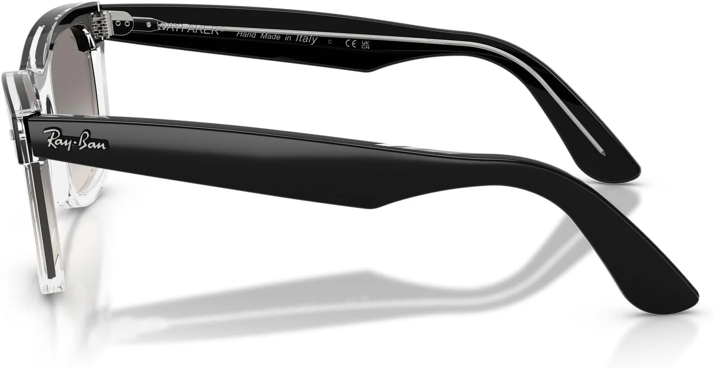 عینک آفتابی مربعی ری-بن مدل RB2240 Street Neat I، مشکی روی شفاف/خاکستری تدریجی روشن، 50 میلی متر