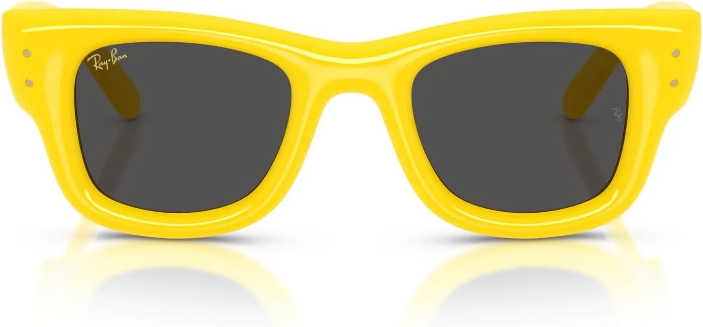 عینک آفتابی مربعی ری-بن مدل RB4940 Wayfarer Puffer Collection اثر A$AP Rocky، زرد/مشکی فوق العاده، 50 میلی متر