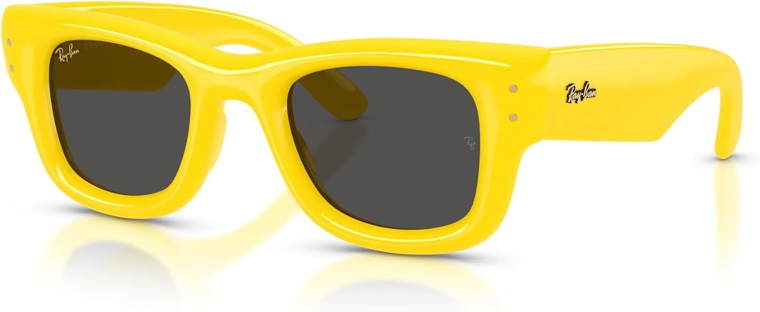 عینک آفتابی مربعی ری-بن مدل RB4940 Wayfarer Puffer Collection اثر A$AP Rocky، زرد/مشکی فوق العاده، 50 میلی متر