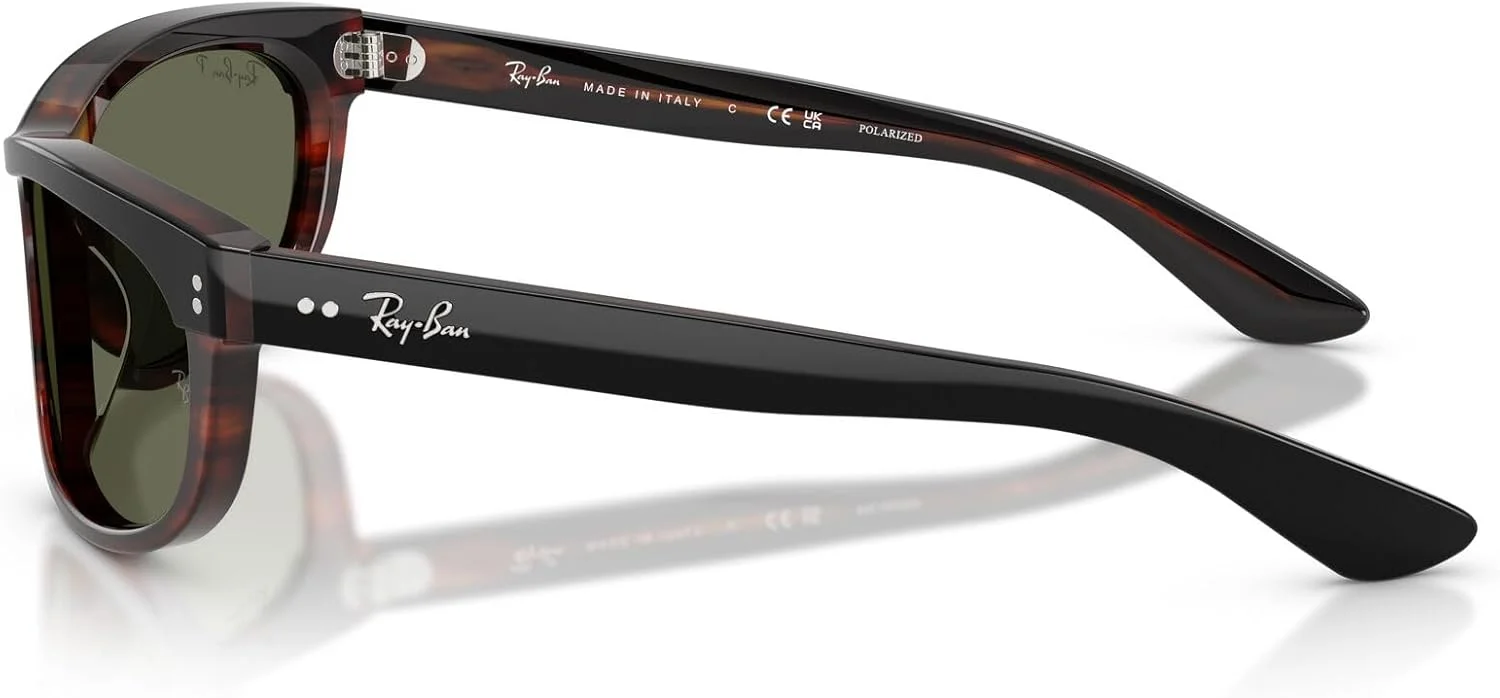 عینک آفتابی مستطیلی ری-بن RB2489 Street Neat II، مشکی روی هاوانا/سبز پلاریزه، 62 میلی متر