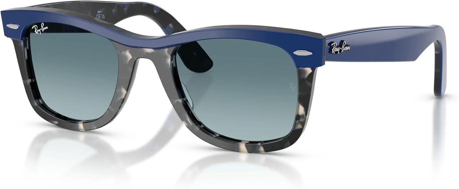 عینک آفتابی مربعی ری-بن مدل RB2240 Street Neat I، آبی روی هاوانا/آبی خاکستری تدریجی، 50 میلی متر