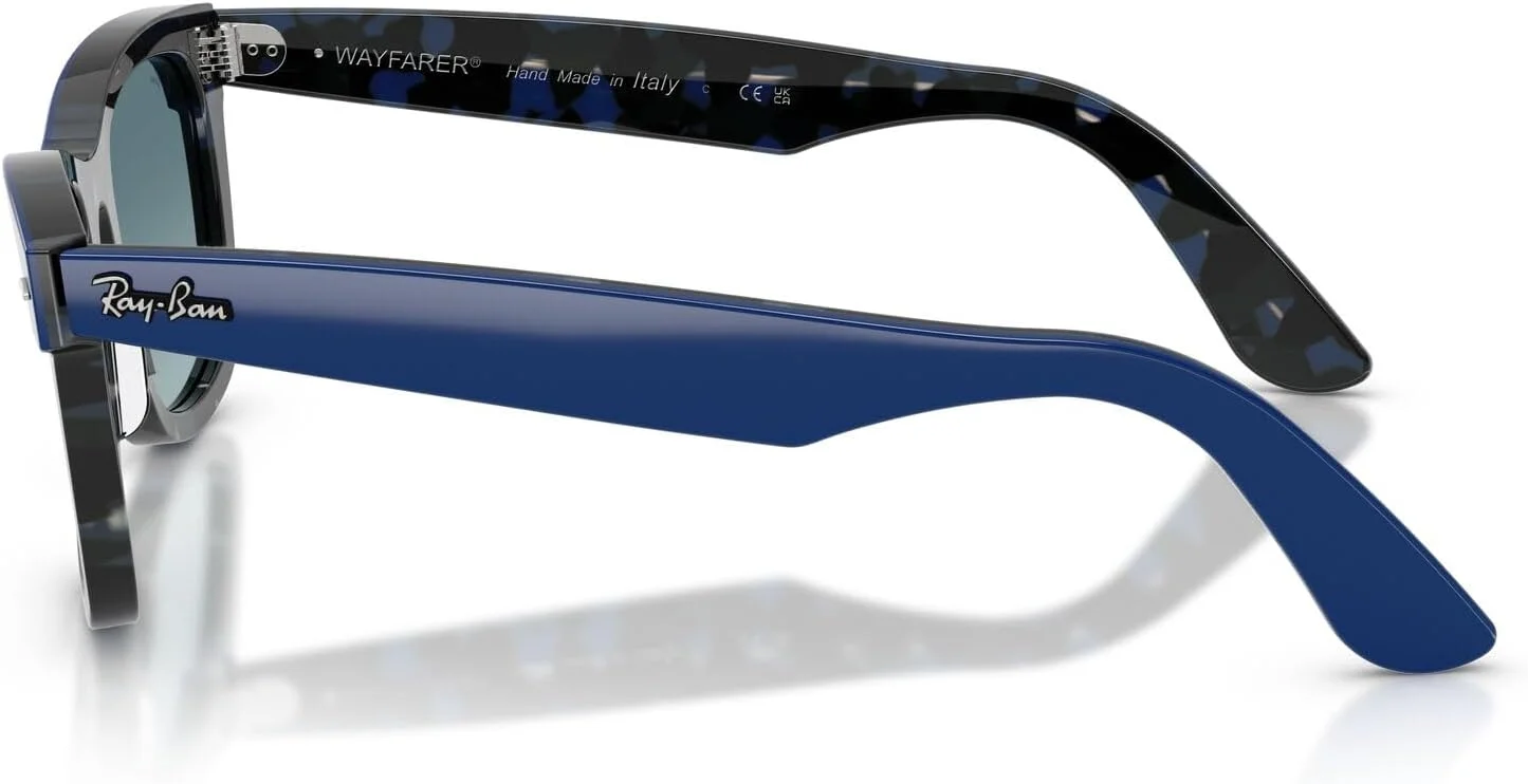 عینک آفتابی مربعی ری-بن مدل RB2240 Street Neat I، آبی روی هاوانا/آبی خاکستری تدریجی، 50 میلی متر