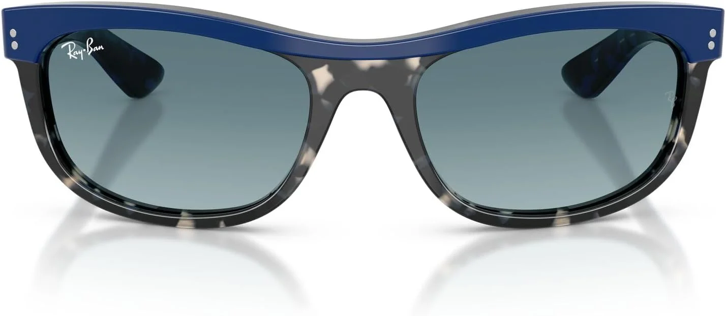 عینک آفتابی مستطیلی ری-بن RB2489 Street Neat II، آبی روی هاوانا/آبی خاکستری تدریجی، 62 میلی متر