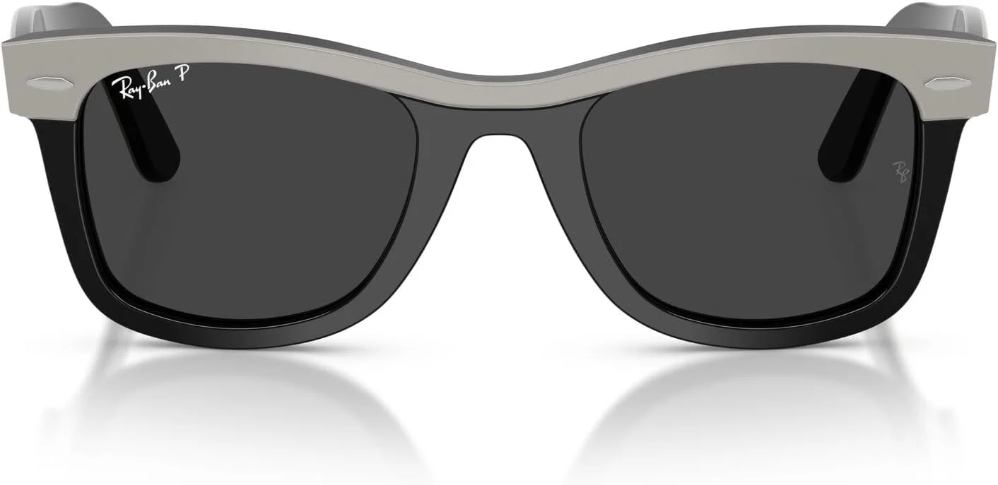عینک آفتابی مربعی ری-بن مدل RB2240 Street Neat، خاکستری روی مشکی/مشکی پلاریزه، 50 میلی متر