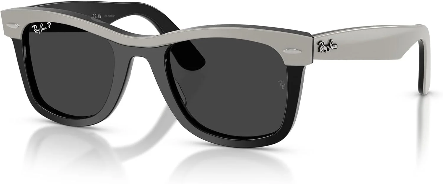 عینک آفتابی مربعی ری-بن مدل RB2240 Street Neat، خاکستری روی مشکی/مشکی پلاریزه، 50 میلی متر