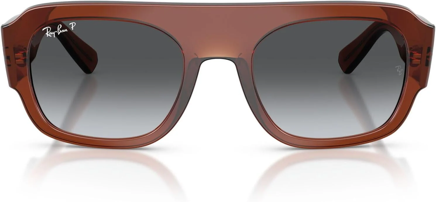 عینک آفتابی مستطیلی ری-بن RB2218، قهوه ای شفاف/گرادیان خاکستری پلاریزه، 55 میلی متر