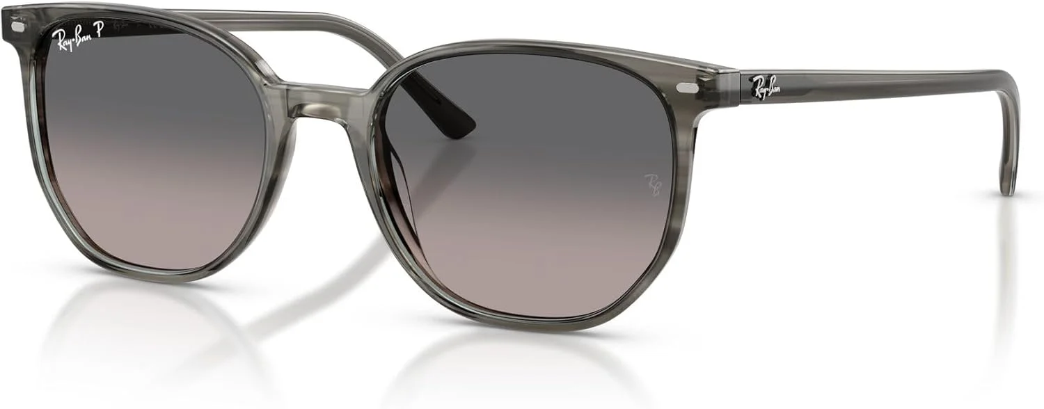 عینک آفتابی مربعی ری-بن مدل RB2197 Elliot، خاکستری راه راه/گرادیان خاکستری پلاریزه، سایز 52 میلی متر
