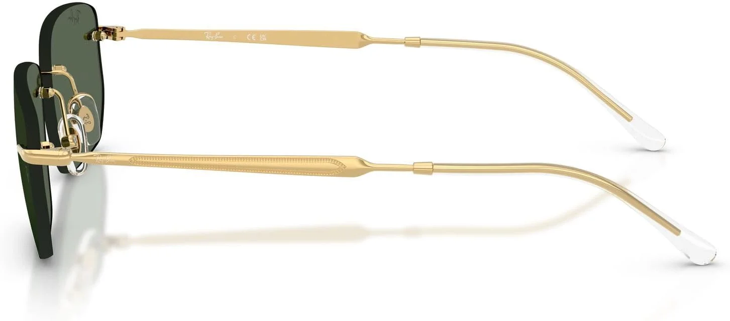 عینک آفتابی مستطیلی ری-بن RB3768، طلایی/سبز تیره، 56 میلی متر