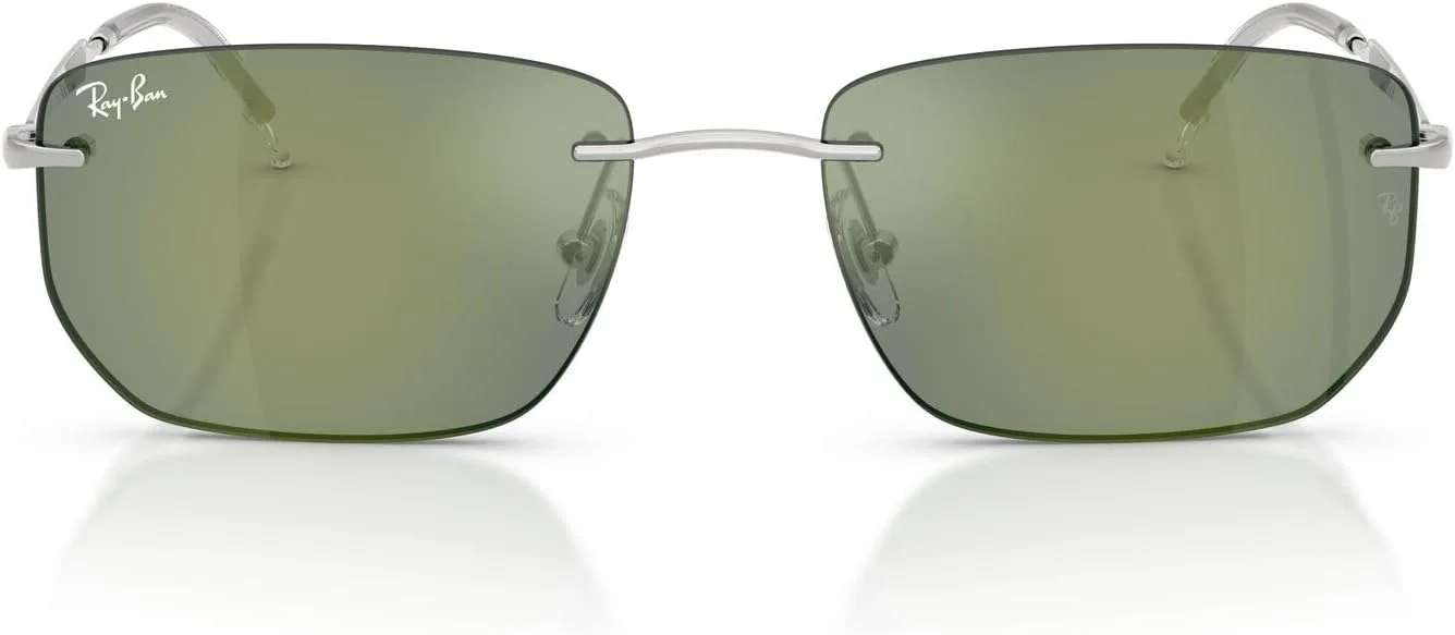 عینک آفتابی مستطیلی ری-بن مدل RB3768، نقره‌ای/سبز آینه‌ای، سایز 56 میلی‌متر