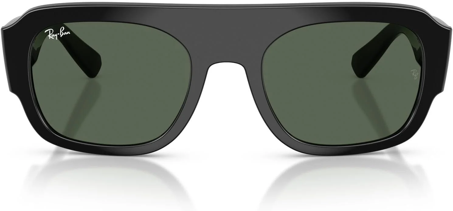 عینک آفتابی مستطیلی ری-بن مدل RB2218، مشکی/سبز تیره، 55 میلی متر