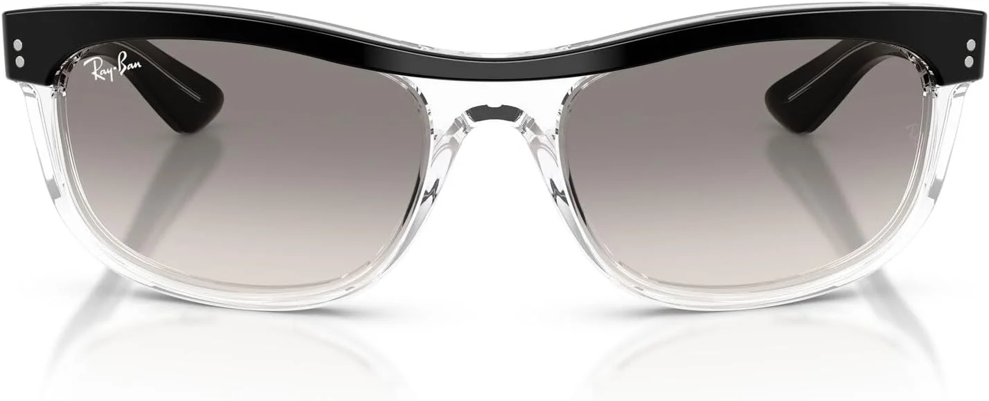 عینک آفتابی مستطیلی ری-بن RB2489 Street Neat II، مشکی روی شفاف/خاکستری تدریجی روشن، 62 میلی متر