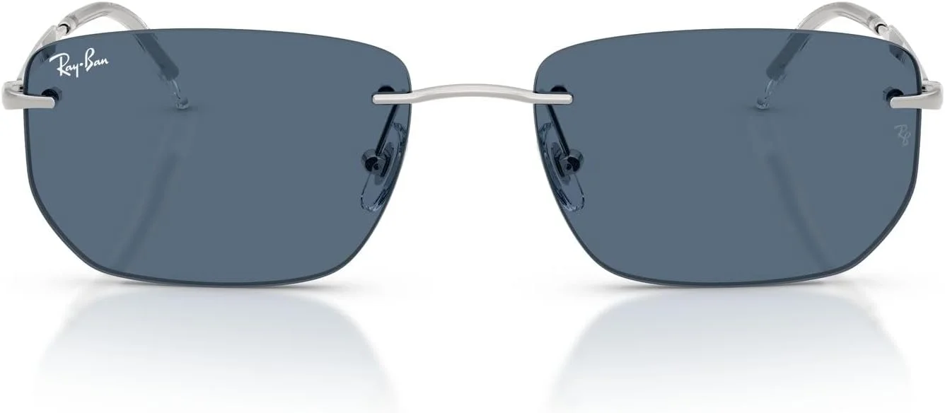 عینک آفتابی مستطیلی ری-بن RB3768، نقره ای/آبی تیره، 56 میلی متر