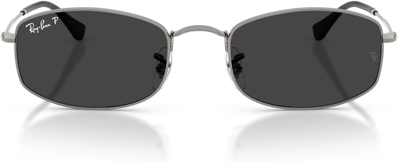 عینک آفتابی بیضی شکل ری-بن مدل RB3832، رنگ نوک مدادی/مشکی پلاریزه، سایز 55 میلی‌متر