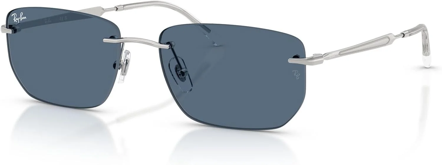 عینک آفتابی مستطیلی ری-بن RB3768، نقره ای/آبی تیره، 56 میلی متر