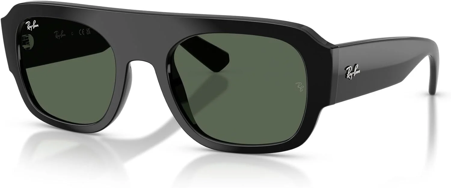 عینک آفتابی مستطیلی ری-بن مدل RB2218، مشکی/سبز تیره، 55 میلی متر